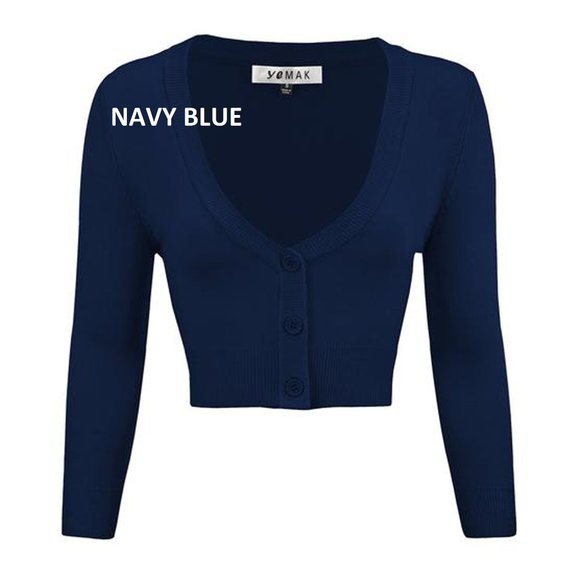 Cropped Cardigan Large XL Sweater 3 for $40. 3/4 Sleeve V-Neck Basic Button Down - Picture 6 of 16